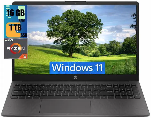 Main image of HP 255 G10 15 Business Laptop, 15.6" FHD Display, AMD Ryzen 5 7530U 6 Cores Processor, AMD Radeon Graphics, 16GB DDR4  1TB PCIe SSD, Webcam, HDMI, Wi-Fi 6, Windows 11