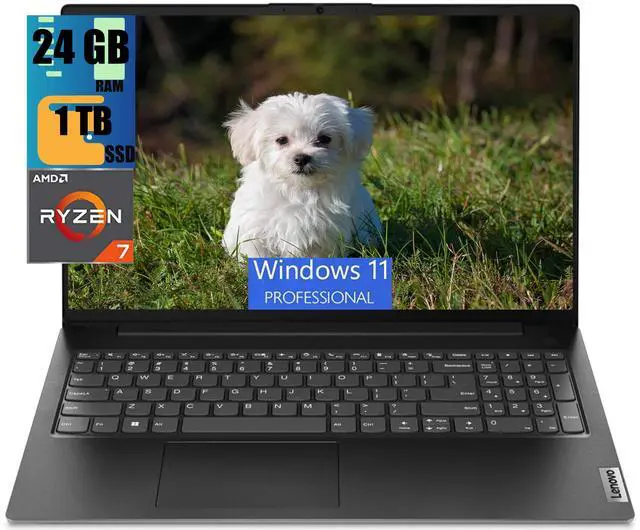 Main image of Lenovo V15 Business Laptop, 15.6" FHD Display, AMD Ryzen 7 7730U 8 Cores Processor, AMD Radeon Graphics, 24GB DDR4  1TB PCIe SSD, Numeric Keypad, HDMI, RJ45, Webcam, Wi-Fi, Windows 11 Pro