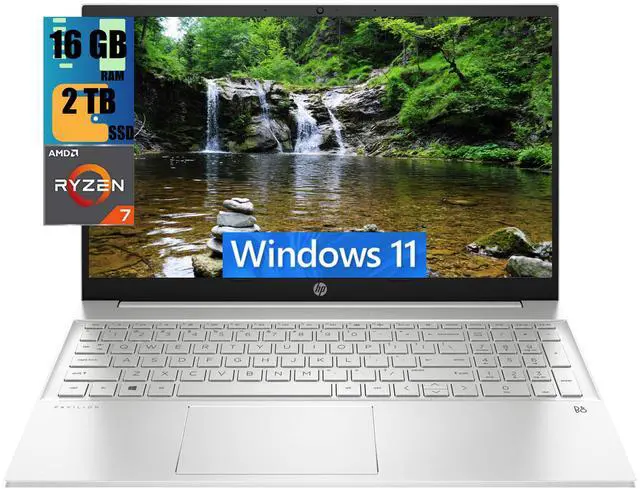 Main image of HP Pavilion 15 Laptop, 15.6" Full HD Touchscreen, AMD Ryzen 7 5825U 8 Cores Processor, AMD Radeon Graphics, 16GB DDR4  2TB PCIe SSD, Backlit Keyboard, Wi-Fi 6, HDMI, Bluetooth, Windows 11