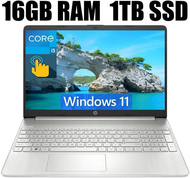 Main image of HP Pavilion 15 Laptop, 15.6" HD Touchscreen, Intel Core i5-1135G7 2.40GHz Quad-Core Processor, Intel Iris Xe Graphics, 16GB DDR4  1TB PCIe SSD, Numpad, HDMI, Type A&C, Webcam, Windows 11
