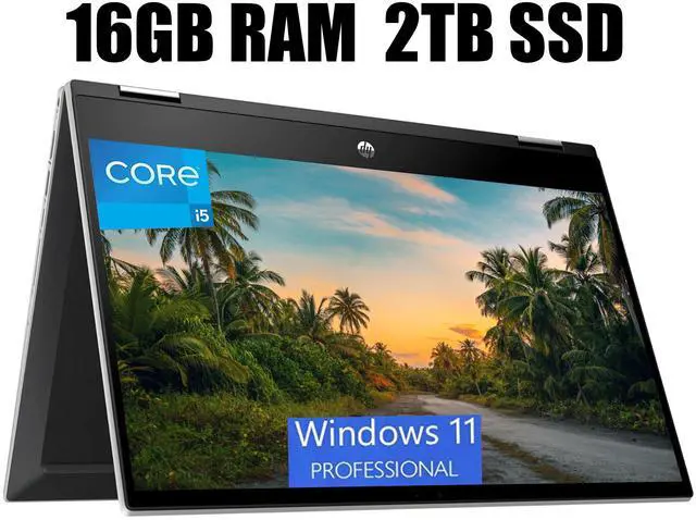 Main image of HP Pavilion x360 Convertible 2-in-1 14 Laptop, 14" FHD (1920 x 1080) Touchscreen, Intel Core i5-1135G7 Quad-core, Iris Xe Graphics, 16GB DDR4  2TB PCIe SSD, Wi-Fi 6 and Bluetooth 5, Windows 11 Pro
