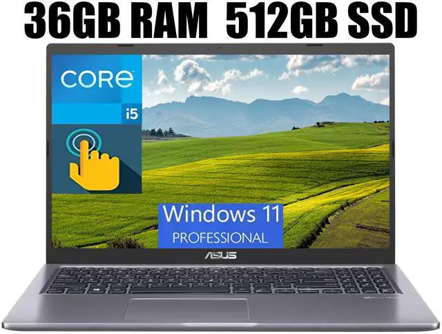 Main image of Asus VivoBook 15 Laptop, 15.6'' FHD Touchscreen, Intel Core i5-1135G7 Quad-Core Processor, Intel Iris Xe Graphics, 36GB DDR4  512GB PCIe SSD, Wi-Fi and Bluetooth, Windows 11 Pro