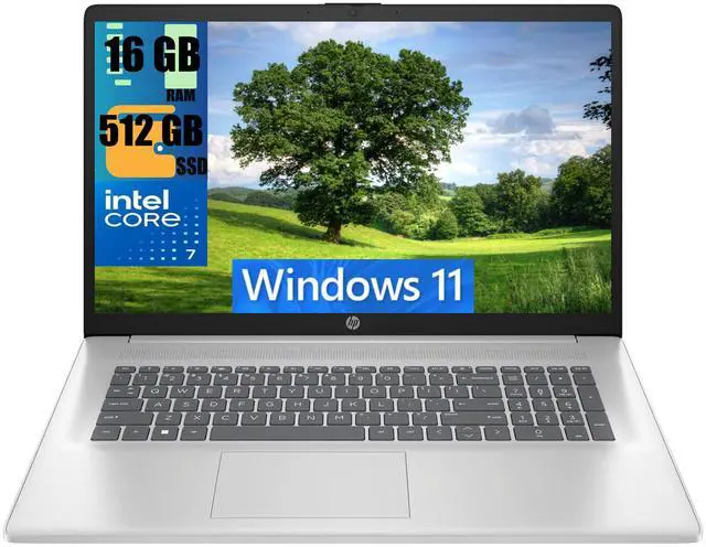 Main image of HP 17 Laptop, 17.3" FHD (1920 x 1080) Display, Intel 7 150U 10-Cores Processor, Intel Graphics, 16GB DDR4  512GB PCIe SSD, Wi-Fi 6 (2x2) and Bluetooth 5.3, Windows 11