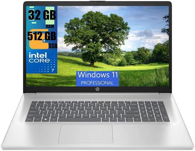 Main image of HP 17 Laptop, 17.3" FHD (1920 x 1080) Display, Intel 7 150U 10-Cores Processor, Intel Graphics, 32GB DDR4  512GB PCIe SSD, Wi-Fi 6 (2x2) and Bluetooth 5.3, Windows 11 Pro