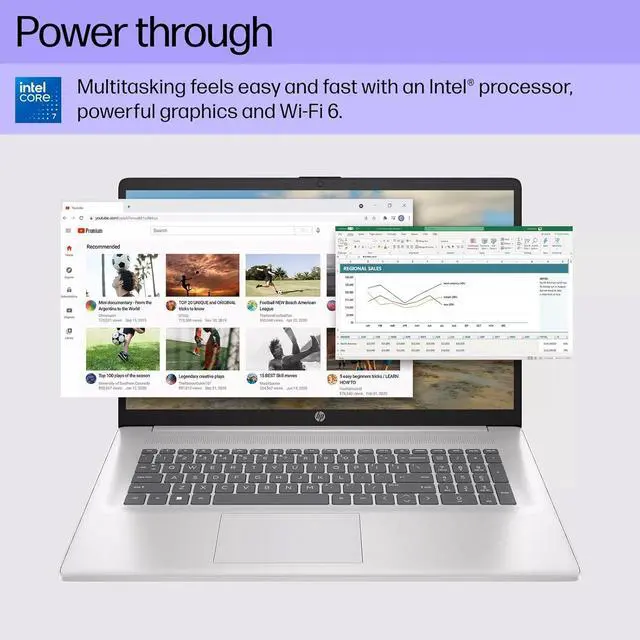 Alt view image 5 of 6 - HP 17 Laptop, 17.3" HD+ (1600 x 900) Touchscreen, Intel 7 150U 10-Cores Processor, Intel Graphics, 32GB DDR4  2TB PCIe SSD, Wi-Fi 6 (2x2) and Bluetooth 5.3, Windows 11 Pro