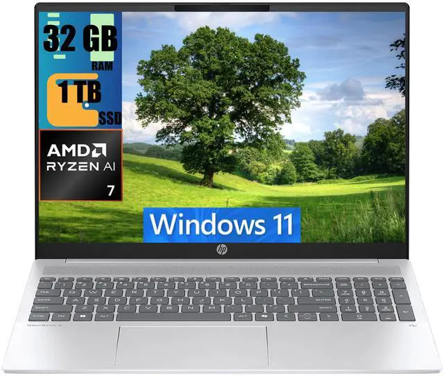 Main image of HP OmniBook 16 Business Laptop, 16" FHD+ Touchscreen, AMD Ryzen AI 7 350 8 Cores Processor, AMD Radeon Graphics, 32GB DDR4  1TB PCIe SSD, Wi-Fi 6, Backlit, 1080P Camera, Windows 11 Home