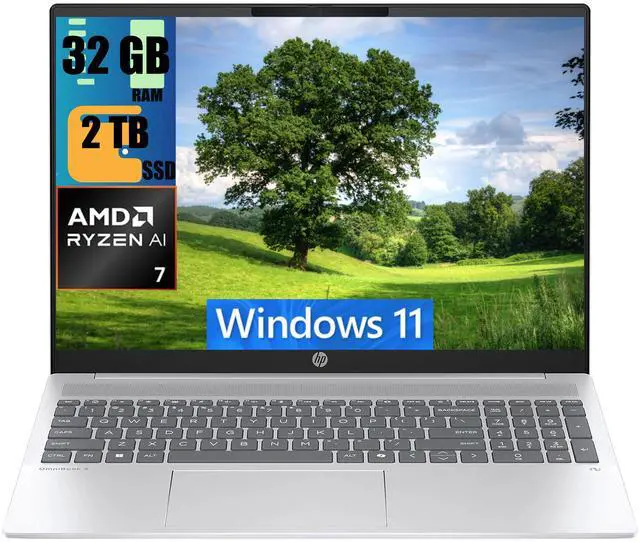 Main image of HP OmniBook 16 Business Laptop, 16" FHD+ Touchscreen, AMD Ryzen AI 7 350 8 Cores Processor, AMD Radeon Graphics, 32GB DDR4  2TB PCIe SSD, Wi-Fi 6, Backlit, 1080P Camera, Windows 11 Home