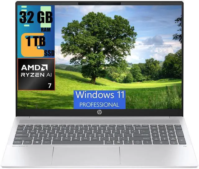 Main image of HP OmniBook 16 Business Laptop, 16" FHD+ Touchscreen, AMD Ryzen AI 7 350 8 Cores Processor, AMD Radeon Graphics, 32GB DDR4  1TB PCIe SSD, Wi-Fi 6, Backlit, 1080P Camera, Windows 11 Pro
