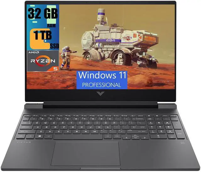 Main image of HP Victus 15 Gaming Laptop, 15.6" FHD 144Hz Display, AMD Ryzen 5 7535HS Hexa-cores Processor, AMD Radeon RX 6550M 4GB GDDR6, 32GB DDR5  1TB PCIe SSD, Backlit KB, Wi-Fi 6, Windows 11 Pro