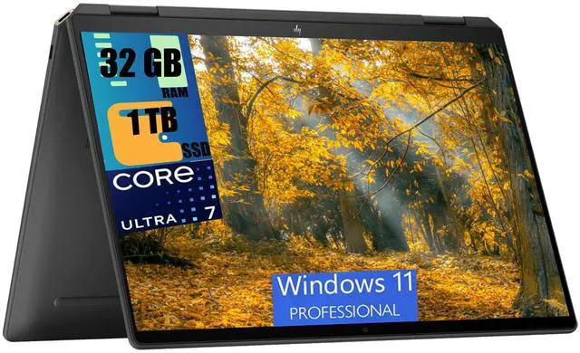 Main image of HP Spectre x360 2-in-1 16 Laptop, 16" 2.8K (2880x1800) Touchscreen, Intel Ultra 7-155H 16-Cores Processor, Intel Arc Graphics, 32GB DDR4  1TB PCIe SSD, Backlit KB, Fingerprint, Windows 11 Pro