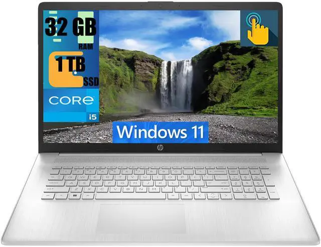 Main image of HP 17.3 Laptop, 17.3" HD+ (1600 x 900) Touchscreen, Intel Core i5-1334U 10 cores Processor, Intel Iris Xe Graphics, 32GB DDR4  1TB PCIe SSD, Fingerprint Reader, HDMI, Wi-Fi 6, Windows 11
