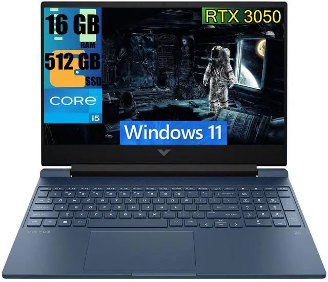 Main image of HP Victus 15 Gaming Laptop, 15.6" FHD 144Hz Display, Intel Core i5-12450H 8 Cores Processor, NVIDIA GeForce RTX 3050 4 GB GDDR6, 16GB DDR4  512GB PCIe SSD, Backlit KB, Webcam, Wi-Fi 6, Windows 11