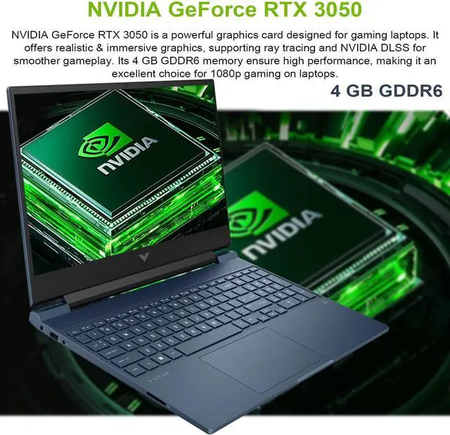 Alt view image 3 of 6 - HP Victus 15 Gaming Laptop, 15.6" FHD 144Hz Display, Intel Core i5-12450H 8 Cores Processor, NVIDIA GeForce RTX 3050 4 GB GDDR6, 32GB DDR4  4TB PCIe SSD, Backlit KB, Webcam, Wi-Fi 6, Windows 11 Pro