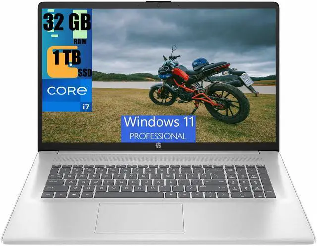 Main image of HP 17t Performance Business Laptop, 17.3" FHD Display, Intel Core i7-1355U 10 Cores Processor, Intel Iris Xe Graphics, 32GB DDR4  1TB PCIe SSD, Fingerprint Reader, Wi-Fi 6, Backlit KB, Windows 11 Pro