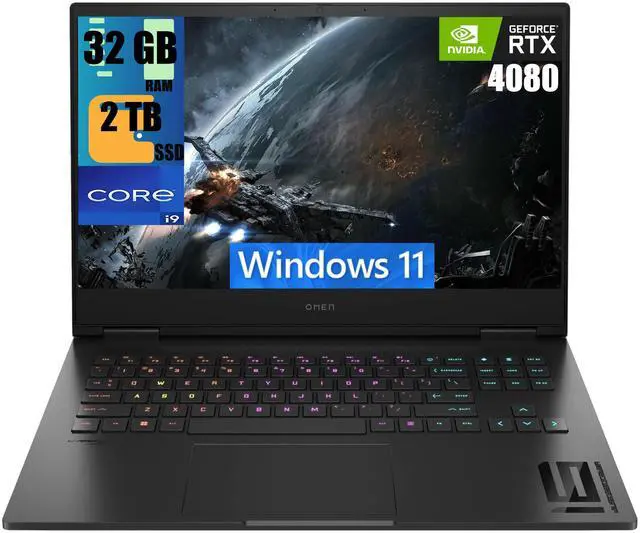Main image of HP Omen 16 Gaming Laptop, 16.1" QHD 240Hz, Intel Core i9-14900HX 24 Cores Processor, NVIDIA GeForce RTX 4080 12GB GDDR6 Graphics, 32GB DDR5  2TB PCIe SSD, RGB Backlit KB, Wi-Fi 7, Windows 11