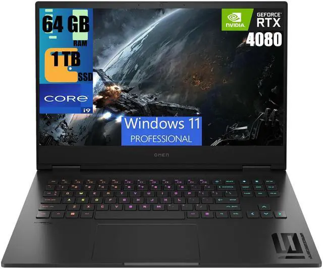 Main image of HP Omen 16 Gaming Laptop, 16.1" QHD 240Hz, Intel Core i9-14900HX 24 Cores Processor, NVIDIA GeForce RTX 4080 12GB GDDR6 Graphics, 64GB DDR5  1TB PCIe SSD, RGB Backlit KB, Wi-Fi 7, Windows 11 Pro