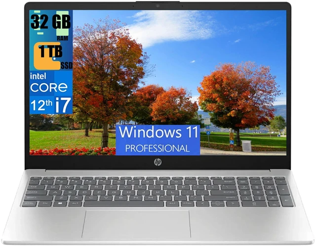 Main image of HP 15 Business Laptop, 15.6" HD Touchscreen, Intel i3-1215U 6 Cores Processor, Intel UHD Graphics, 32GB DDR4 1TB PCIe SSD, Wi-Fi 6E and Bluetooth, Windows 11 Pro