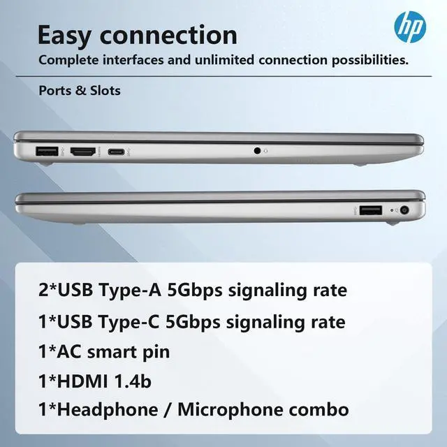 Alt view image 5 of 6 - HP Essential 255 G10 15 Laptop, 15.6" FHD (1920 x 1080) Display, AMD Ryzen 5 7530U 6-Core Processor, AMD Radeon Graphics, 16GB DDR4  2TB PCIe SSD, Bluetooth, HDMI, Wi-Fi 6, Windows 11