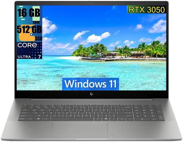 Main image of HP Envy 17 Business Laptop, 17.3" FHD Touchscreen, Intel Core Ultra 7 155U 12-Cores Processor, GeForce RTX 3050 4GB GDDR6, 16GB DDR4  512GB PCIe SSD, Backlit KB, 2 Thunderbolt 4, Windows 11