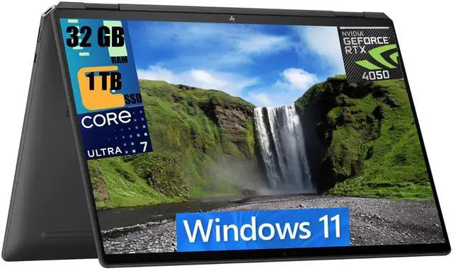 Main image of HP Spectre x360 16 2-in-1 Laptop, 16" 2.8K OLED Touchscreen, Intel Core Ultra 7 155H 16-Core Processor, NVIDIA GeForce RTX 4050 6GB GDDR6, 32GB DDR4  1TB PCIe SSD, Backlit KB, FP, Windows 11