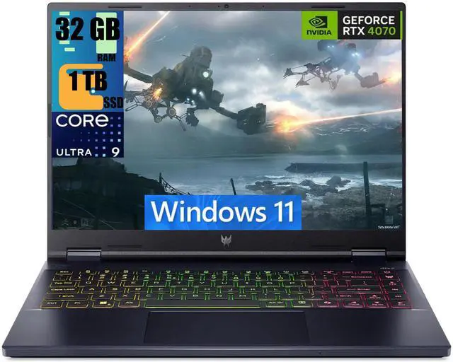Main image of Acer Predator Helios Neo 14 Gaming Laptop, 14.5" WQXGA+ (3072x1920) 165Hz, Intel 16-core Ultra 9 185H Processor, GeForce RTX 4070 8GB Graphic, 32GB DDR4  1TB PCIe SSD, RGB Backlit KB, Windows 11 Home