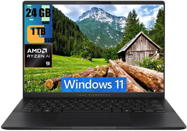 Main image of ASUS Vivobook S 14 Laptop, 14.0" OLED 2.8K (2880x1800) Display, Ryzen AI 9 365 Deca Core Processor, AMD Radeon Graphics, 24GB DDR4  1TB PCIe SSD, RGB KB, WiFi 6E, Webcam, Windows 11