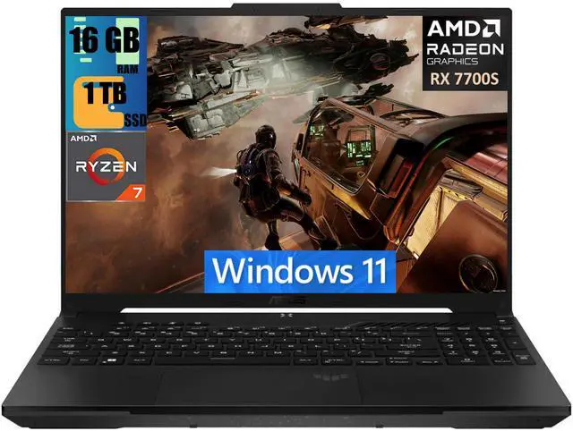 Main image of ASUS TUF A16 Gaming Laptop, 16" FHD+ (1920x1200) 165Hz Display, AMD Ryzen 7 7735HS 8 Cores Processor, AMD Radeon RX7600S Graphics, 16GB DDR5  1TB PCIe SSD, Backlit Keyboard, Windows 11