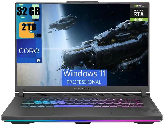 Main image of ASUS Rog Strix G16 Gaming Laptop, 16" FHD+ 165Hz Display, Intel Core i9-13980HX 24 Cores Processor, NVIDIA GeForce RTX 4060 8GB GDDR6, 32GB DDR5  2TB PCIe SSD, RGB Backlit Keyboard, Windows 11 Pro