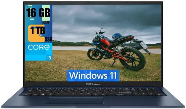 Main image of ASUS Vivobook 17 Business Laptop, 17.3" FHD (1920 x 1080) Display, Intel Core i3-1215U 6 cores Processor, Intel UHD Graphics, 16GB DDR4  1TB PCIe SSD, Wi-Fi 6 and Bluetooth, Windows 11