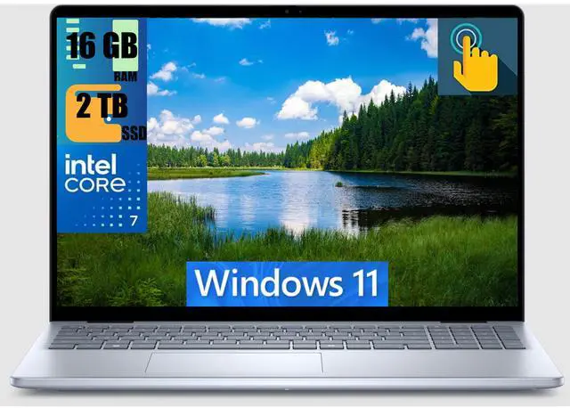 Main image of Dell Inspiron 16 5640 Business Laptop, 16" WUXGA (1920 x 1200) Touchscreen, Intel 10-core Core 7 150U Processor, Intel Graphics, 16GB DDR4  2TB PCIe SSD, Backlit Fingerprint Reader, Windows 11