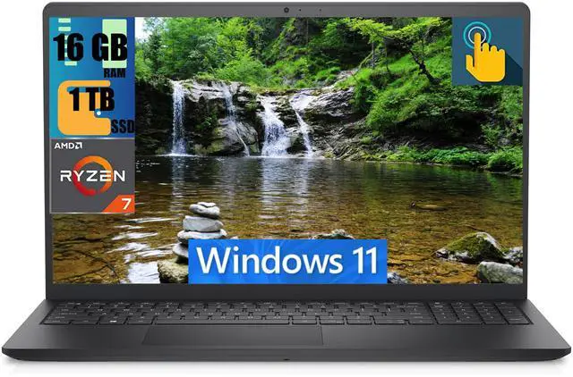 Main image of Dell Inspiron 15 3535 Business Laptop, 15.6" FHD (1920x1080) Touchscreen, AMD Ryzen 7 7730U Octa Core Processor, AMD Radeon Graphics, 16GB DDR4  1TB PCIe SSD, WiFi, HD Webcam, Windows 11