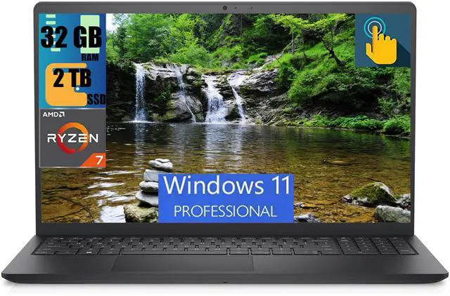 Main image of Dell Inspiron 15 3535 Business Laptop, 15.6" FHD (1920x1080) Touchscreen, AMD Ryzen 7 7730U Octa Core Processor, AMD Radeon Graphics, 32GB DDR4  2TB PCIe SSD, WiFi, HD Webcam, Windows 11 Pro