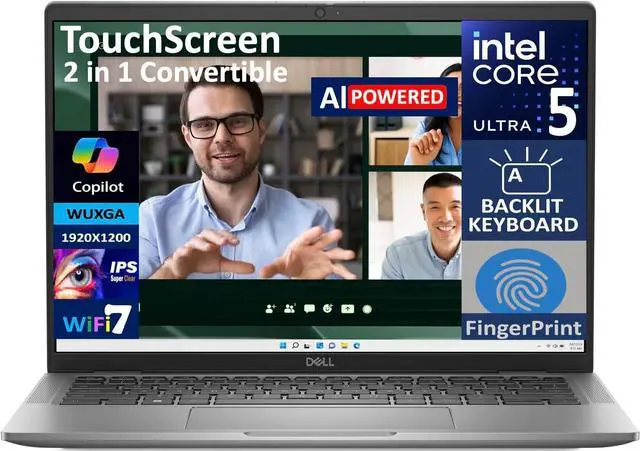 Alt view image 3 of 6 - Dell Latitude 7450 2-in-1 14 Laptop, 14.0" WUXGA (1920x1200) Touchscreen, Intel Ultra 5 135U 12-Cores Processor, Intel Graphics, 16GB  DDR4  256GB  PCIe SSD, Backlit KB, Fingerprint, Windows 11 Home