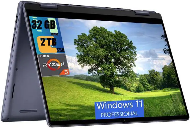 Main image of Dell Inspiron 14 7445 2-in-1 Laptop, 14.0" Touchscreen FHD+ Display, AMD Ryzen 5 8640HS 6 Cores Processor, AMD Radeon Graphics, 32GB DDR4  2TB PCIe SSD, Backlit KYB, Fingerprint, Windows 11 Pro