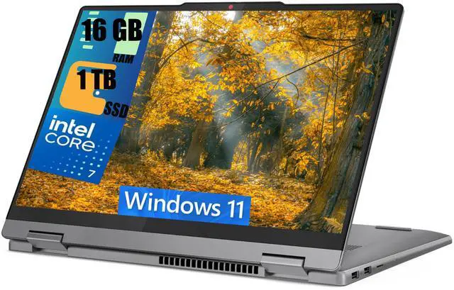 Main image of Lenovo IdeaPad Flex 5 2-in-1 16 Laptop, 16" WUXGA (1920x1200) Touchscreen, Intel Core 7 150U 10-core Processor, Intel Graphics, 16GB DDR4  1TB PCIe SSD, Backlit KB, Fingerprint Reader, Windows 11