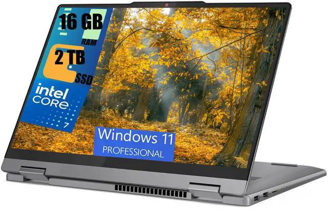 Main image of Lenovo IdeaPad Flex 5 2-in-1 16 Laptop, 16" WUXGA (1920x1200) Touchscreen, Intel Core 7 150U 10-core Processor, Intel Graphics, 16GB DDR4  2TB PCIe SSD, Backlit KB, Fingerprint Reader, Windows 11 Pro