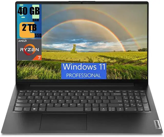 Main image of Lenovo V15 Business Laptop, 15.6" FHD Display, AMD Ryzen 7 7730U 8 Cores Processor, AMD Radeon Graphics, 40GB DDR4  2TB PCIe SSD, Numeric Keypad, HDMI, RJ45, Webcam, Wi-Fi, Windows 11 Pro