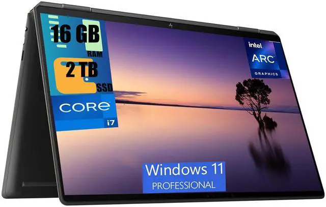 Main image of HP Spectre x360 2-in-1 Laptop, 16" WQUXGA Touchscreen, Intel Core i7-1360P 12-Core Processor, Intel Arc A370M Graphics, 16GB  DDR4  2TB PCIe SSD, Backlit Fingerprint Thunderbolt, Windows 11 Pro