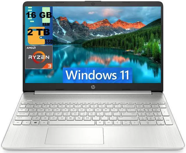Main image of HP 15 Laptop, 15.6" HD (1366 x 768) Display, AMD Ryzen 3 5300U 4 Cores Processor, AMD Radeon Graphics, 16GB DDR4  2TB PCIe SSD, Webcam, HDMI, Wi-Fi, Windows 11