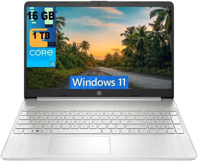 Main image of HP 15 Laptop, 15.6" Full HD (1920 x 1080) Display, Intel Core i3-1115G4 2 Cores Processor, Intel UHD Graphics, 16GB DDR4  1TB PCIe SSD, WiFi, Bluetooth 4.2, Webcam, Windows 11