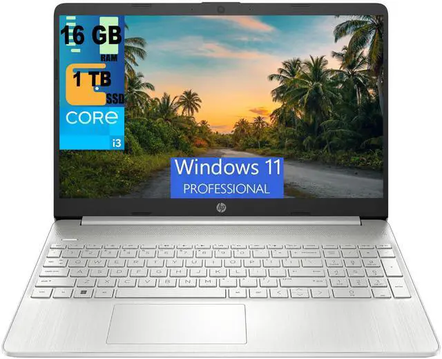 Main image of HP 15 Laptop, 15.6" Full HD (1920 x 1080) Display, Intel Core i3-1115G4 2 Cores Processor, Intel UHD Graphics, 16GB DDR4  1TB PCIe SSD, WiFi, Bluetooth 4.2, Webcam, Windows 11 Pro