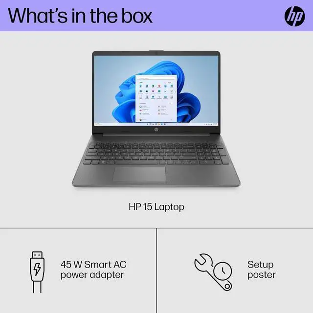 Alt view image 6 of 6 - HP 15 Laptop, 15.6" FHD (1920 x 1080) Display, Intel Core i3-1215U 6 cores Processor, Intel UHD Graphics, 16GB DDR4  1TB PCIe SSD, Wi-Fi 6 + Bluetooth. 5.1, Windows 11 Pro