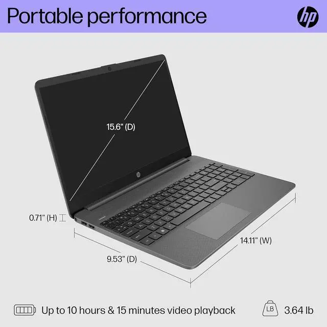 Alt view image 5 of 6 - HP 15 Laptop, 15.6" FHD (1920 x 1080) Display, Intel Core i3-1215U 6 cores Processor, Intel UHD Graphics, 16GB DDR4  1TB PCIe SSD, Wi-Fi 6 + Bluetooth. 5.1, Windows 11 Pro