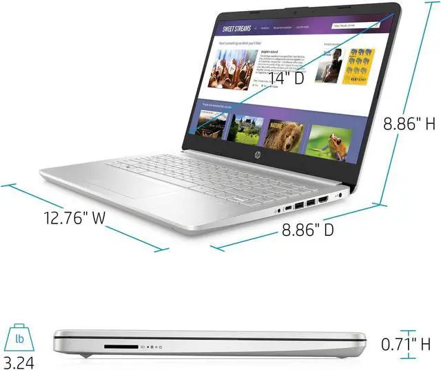 Alt view image 4 of 6 - HP 14 Laptop, 14" Full HD (1920 x 1080) Display, Intel Core i3-1115G4 Dual-Core Processor, Intel UHD Graphics, 32GB DDR4  512GB PCIe SSD, Webcam, WiFi, Bluetooth, Windows 11