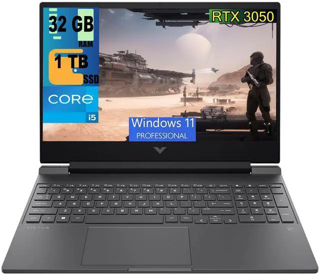 Main image of HP Victus 15 Gaming Laptop, 15.6" FHD (1920 x 1080) Display, Intel Core i5-12500H 12 Cores Processor, NVIDIA GeForce RTX 3050 4GB Graphic, 32GB DDR4  1TB PCIe SSD, Backlit Keyboard, Windows 11 Pro