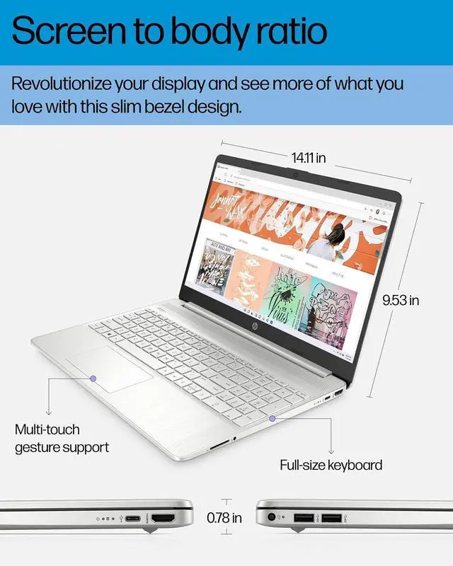 Alt view image 5 of 6 - HP 15 Laptop, 15.6 HD (1366 x 768) Display, AMD Ryzen 7 5700U 8 cores Processor, AMD Radeon Graphics, 16GB DDR4  1TB PCIe SSD, Full-Size Keyboard, Wi-Fi 6 & Bluetooth, Windows 11 Pro