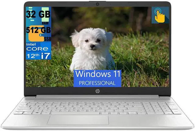 Main image of HP 15 Laptop, 15.6" FHD (1920 x 1080) Touchscreen, Intel Core i7-1255U 10-Core Processor, Intel Iris Xe Graphics, 32GB DDR4  512GB PCIe SSD, HD Camera, HDMI, Windows 11 Pro