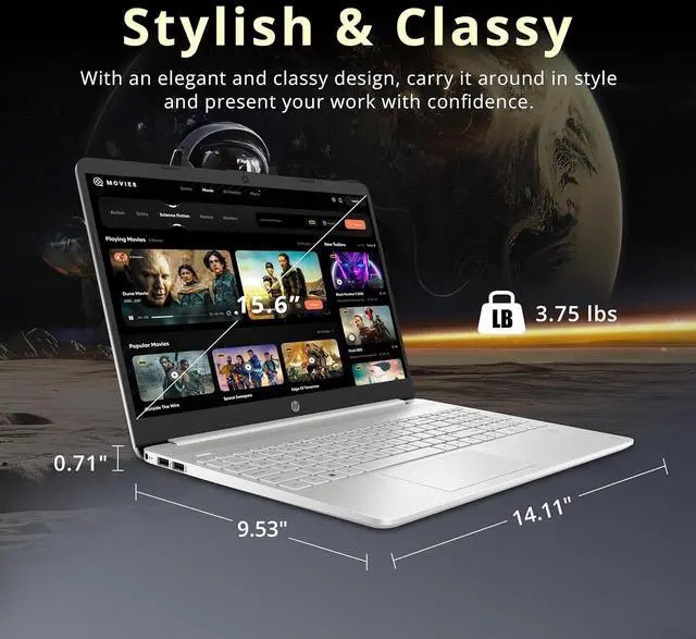 Alt view image 6 of 7 - HP 15 Laptop, 15.6" FHD (1920 x 1080) Touchscreen, Intel Core i7-1255U 10-Core Processor, Intel Iris Xe Graphics, 16GB DDR4  2TB PCIe SSD, HD Camera, HDMI, Windows 11