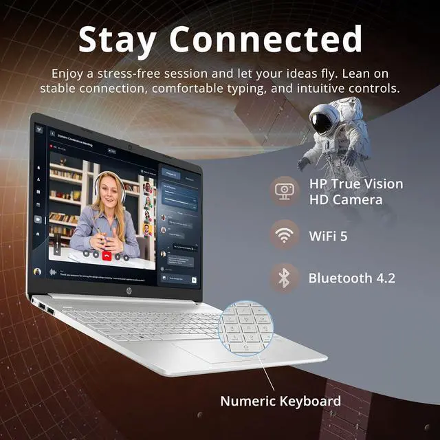 Alt view image 5 of 7 - HP 15 Laptop, 15.6" FHD (1920 x 1080) Touchscreen, Intel Core i7-1255U 10-Core Processor, Intel Iris Xe Graphics, 16GB DDR4  2TB PCIe SSD, HD Camera, HDMI, Windows 11