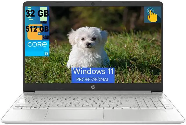 Main image of HP 15 Laptop, 15.6" HD Touchscreen, Intel Core i3-1215U 6-Core Processor, Intel UHD Graphics, 32GB DDR4  512GB PCIe SSD, WiFi, Bluetooth, HDMI, Windows 11 Pro